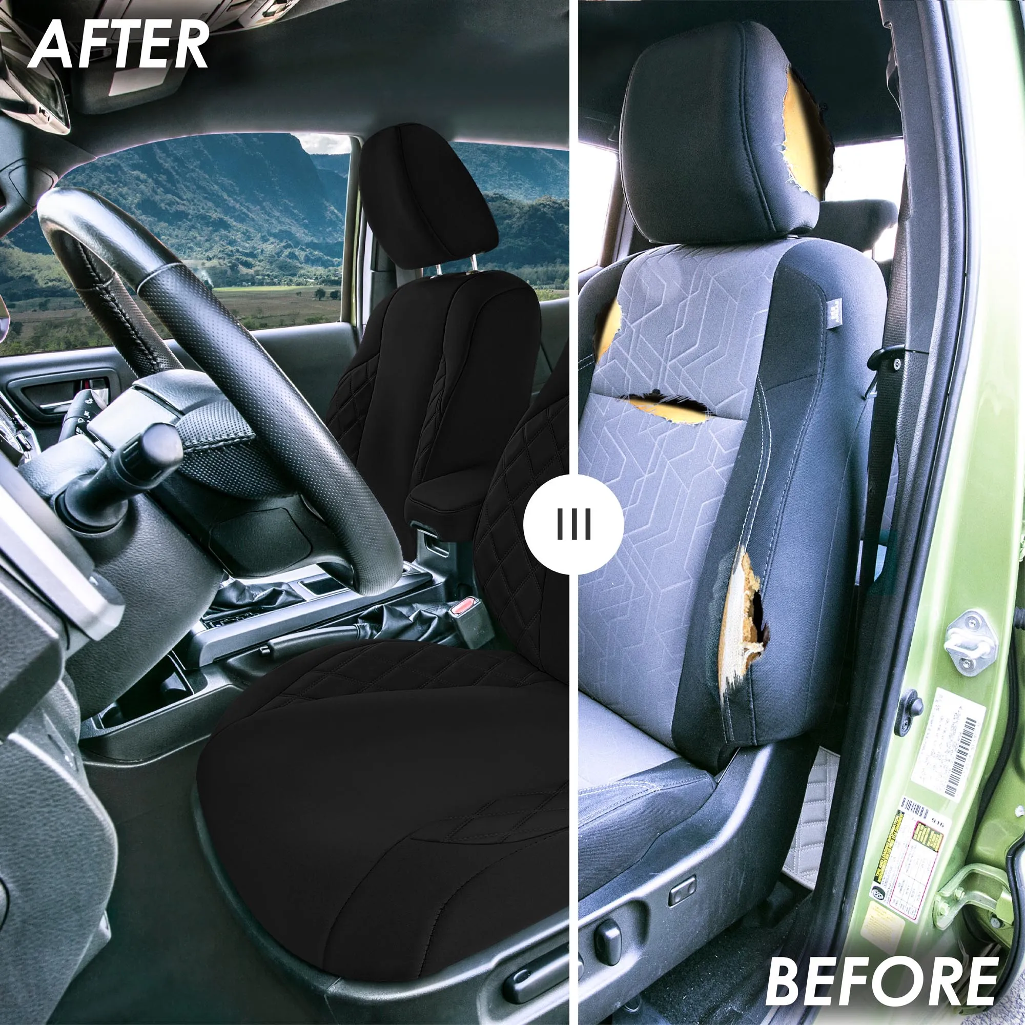 Toyota Tacoma - 2016-2023 - Full Set Seat Covers - Black Ultraflex Neoprene