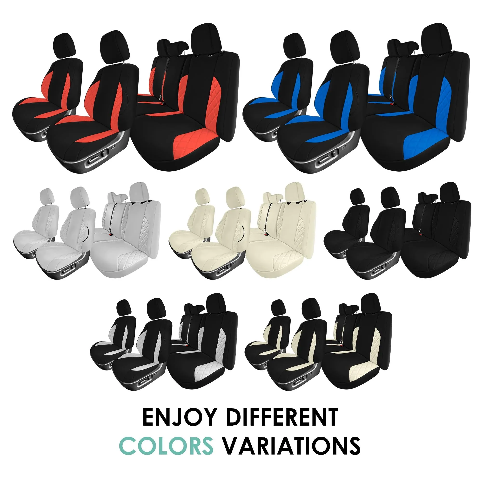 Toyota Tacoma - 2016-2023 - Full Set Seat Covers - Black Ultraflex Neoprene