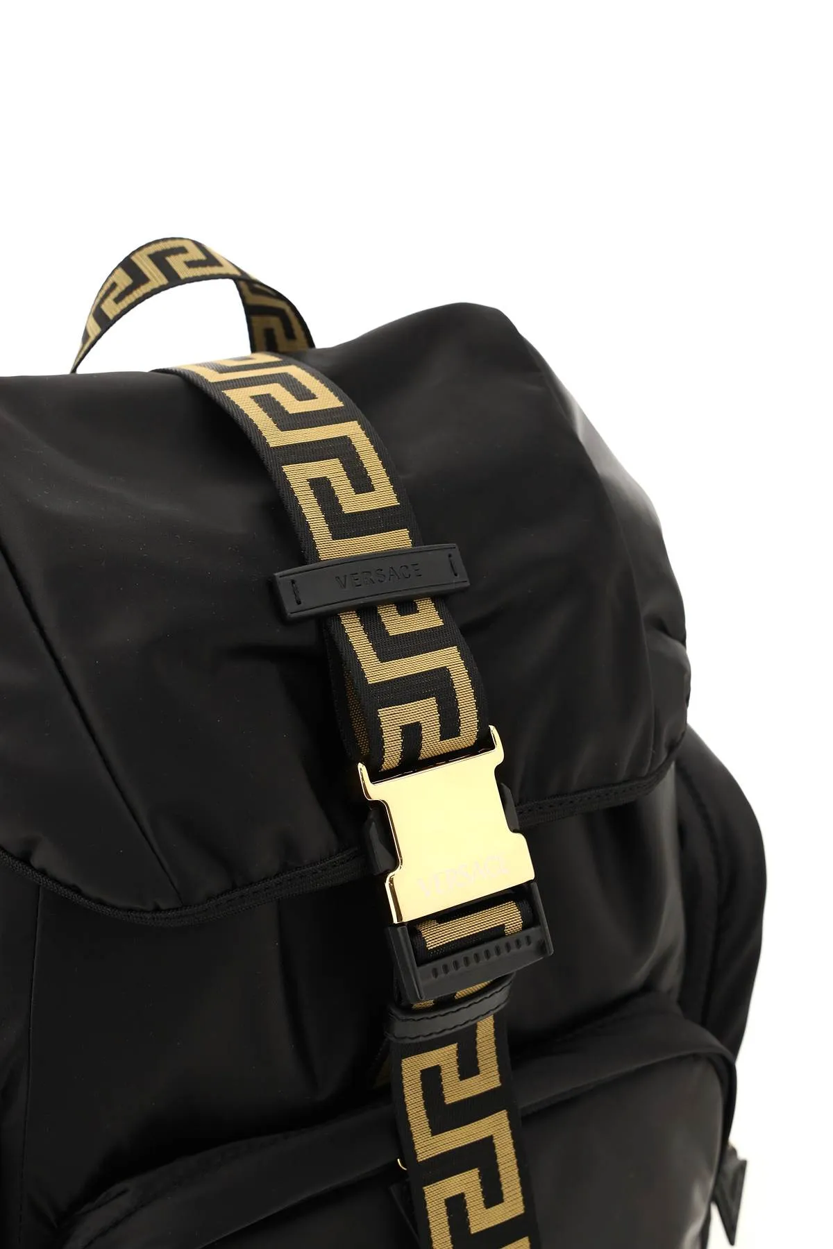 Versace Greca Logo Detailed Buckle Backpack